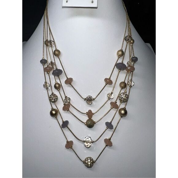INC International Concepts Multi Layered Bead and Crystal Statement Necklace - Picture 1 of 6
